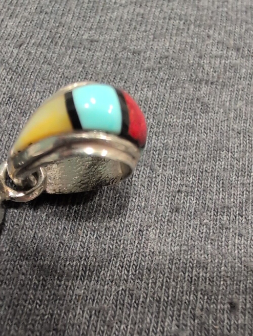 Celestial Inlay Thunderbird Pendant Necklace in Black and Turquoise - Picture 2 of 5
